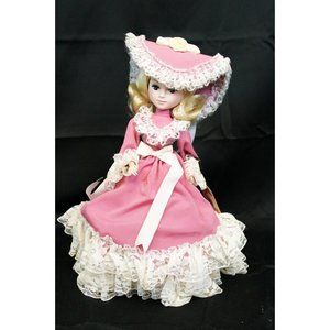 Bradley Doll Collectible Pink Dress Hoop Skirt Bonnet Lace Antebellum Blond